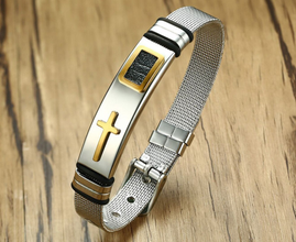 Stainless Steel Cross Bracelet for men