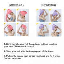 Hair Turban - 3 Pack Absorbent Microfibre Hair Turban With Button Design