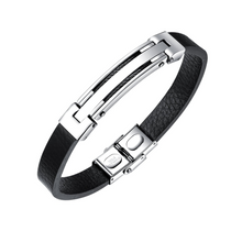 Men Steel & Leather Bracelet