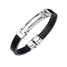 Men Steel & Leather Bracelet