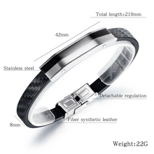 Stainless Steel Men Leather Bracelet